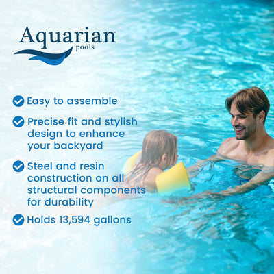 Aquarian Pools Fuzion Series 24 Feet x 52 Inch Round Above Ground Swimming Pool - VMInnovations
