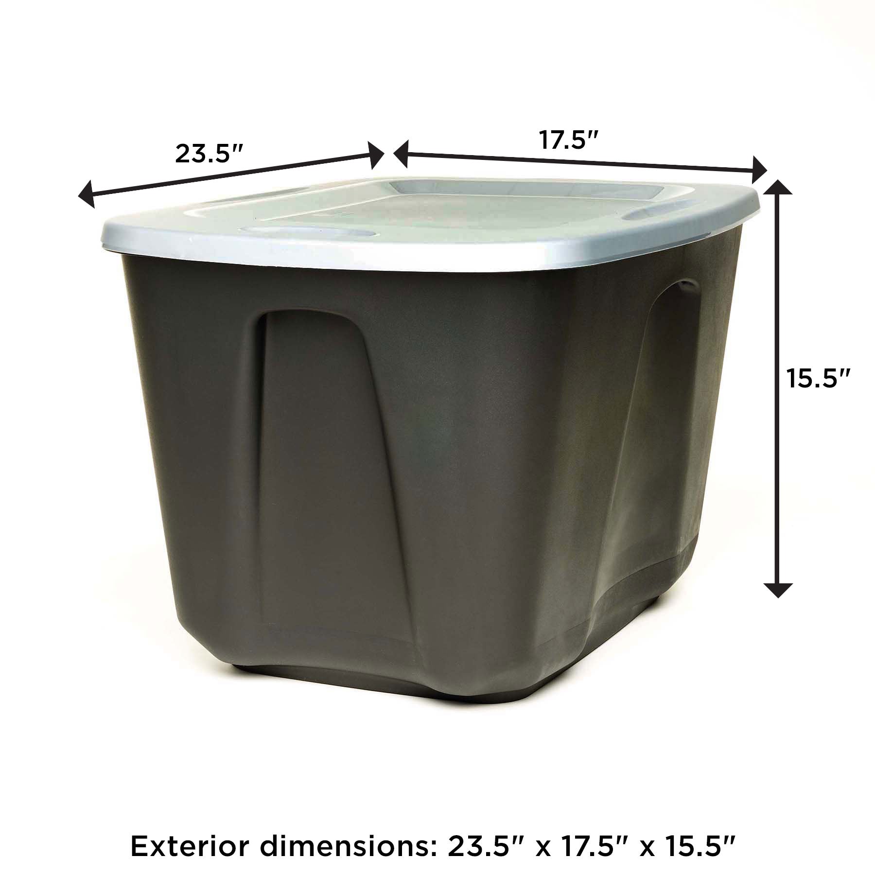 Homz 6618BKTS.08 18 Gallon Durable Molded Plastic Storage Bin w/ Lid, Black/Gray - VMInnovations