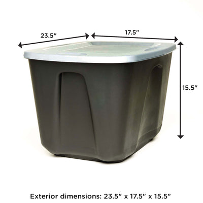 Homz 6618BKTS.08 18 Gallon Durable Molded Plastic Storage Bin w/ Lid, Black/Gray - VMInnovations