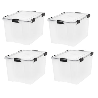 IRIS USA 8 Pack Weathertight 74 Quart Buckle Down Storage Box Container, Clear - VMInnovations