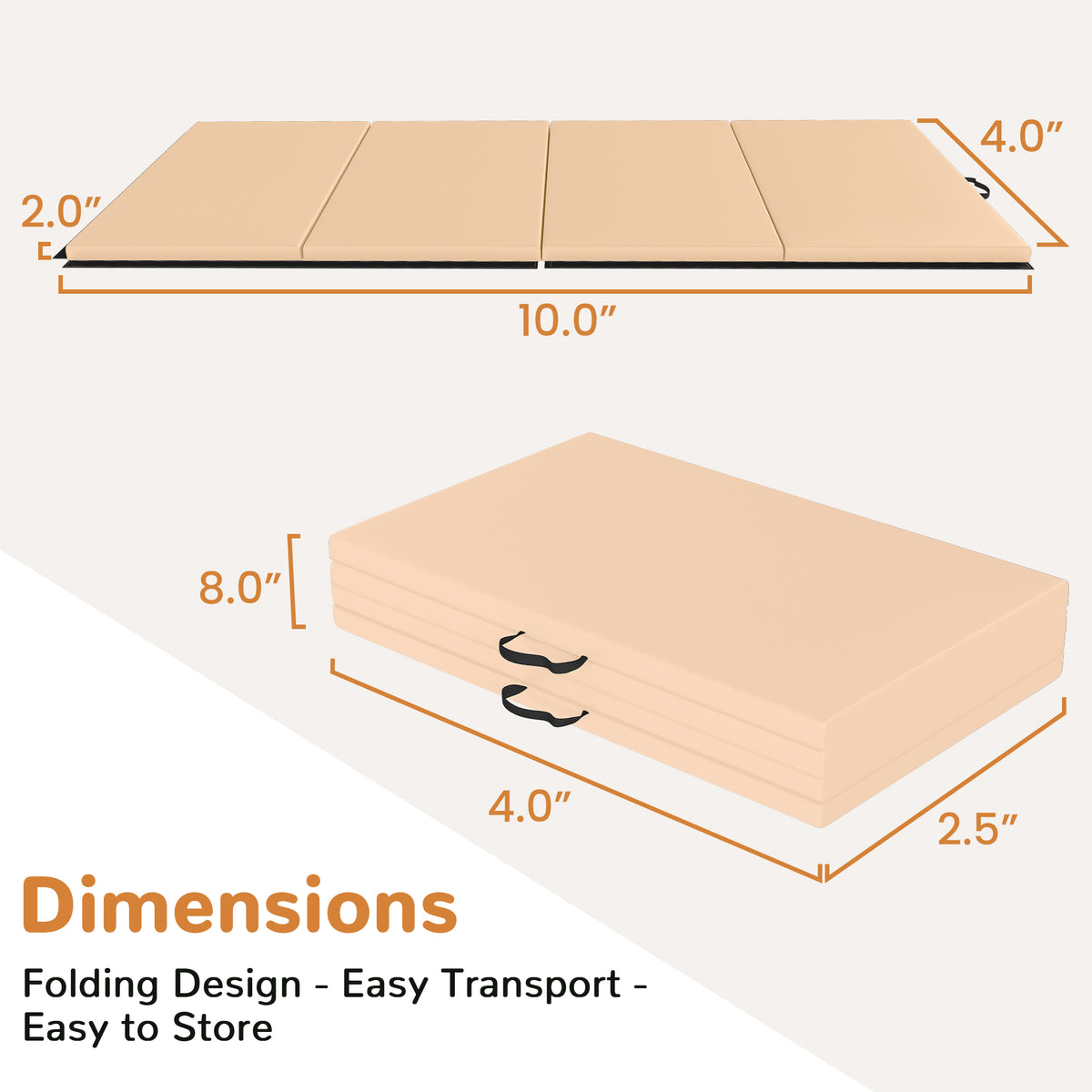 BalanceFrom Fitness All Purpose Folding Gymnastics Exercise Mat Beige (Open Box)