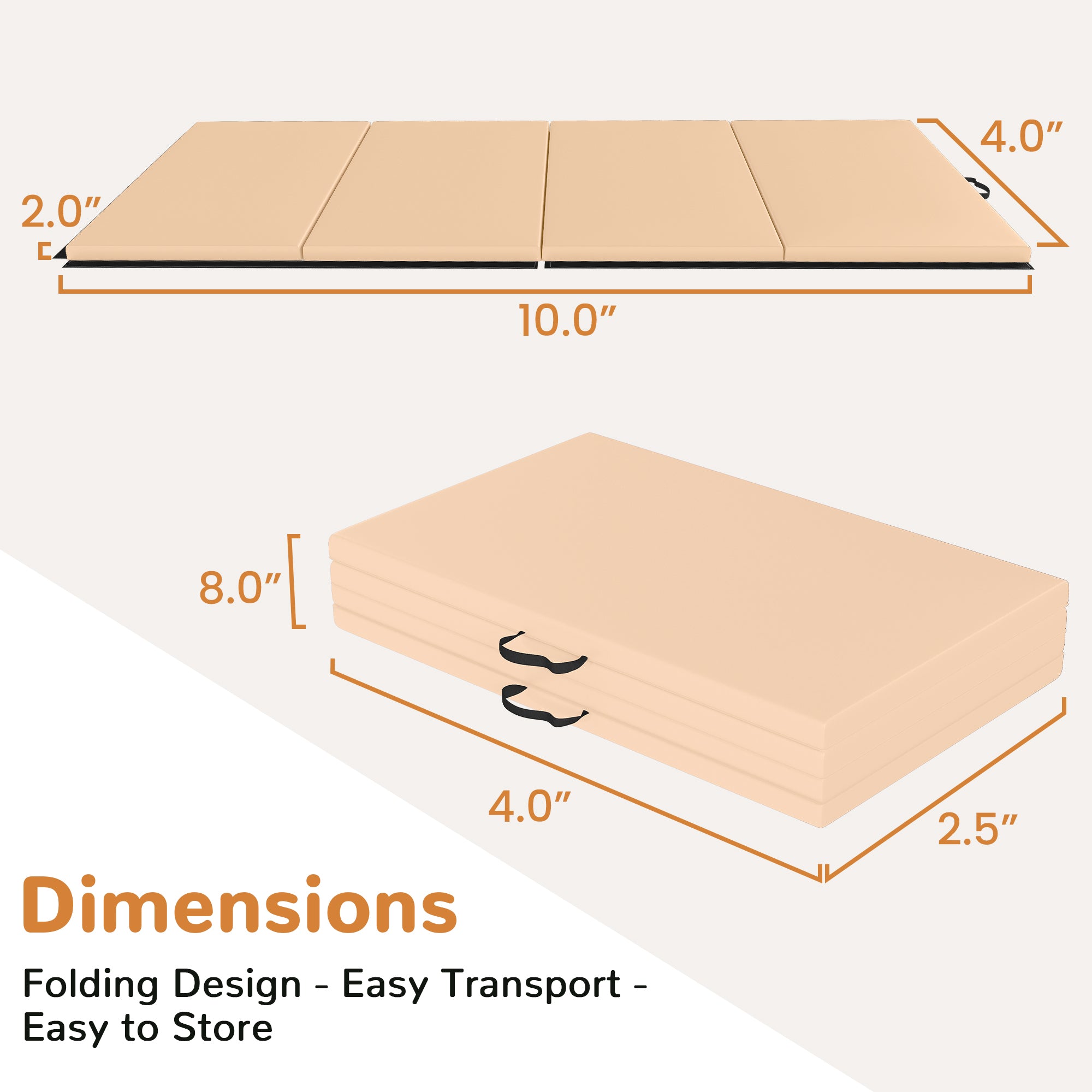 BalanceFrom Fitness 120 x 48" All Purpose Folding Gymnastics Exercise Mat, Beige (Open Box) - VMInnovations