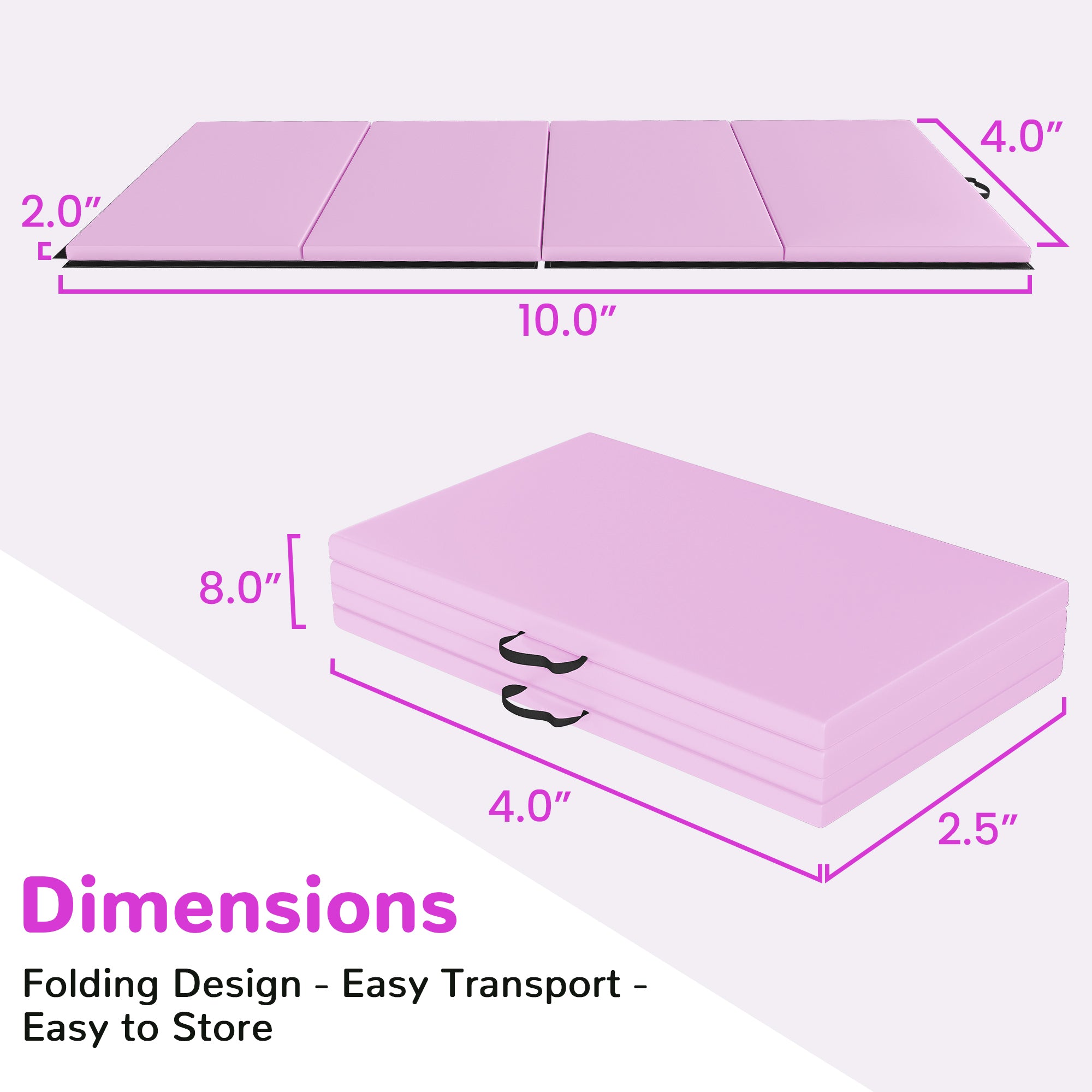 BalanceFrom Fitness 120 x 48" All Purpose Folding Gymnastics Exercise Mat, Pink