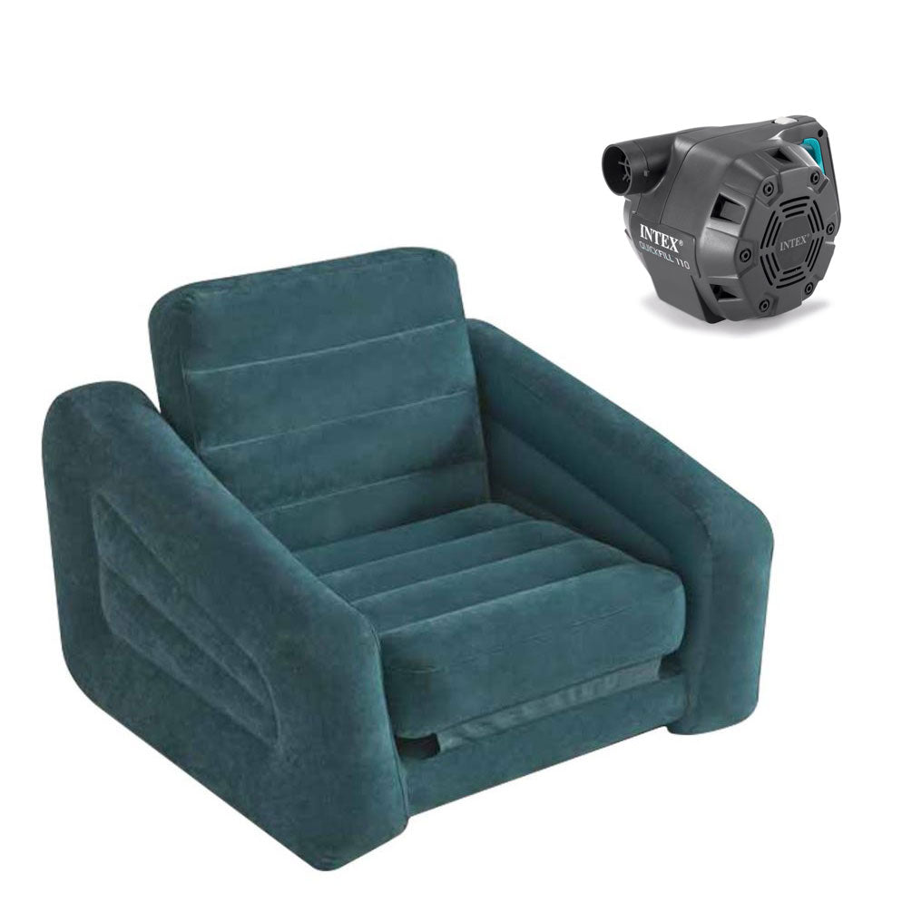 Intex Inflatable Air Mattress Pull-Out Chair & Intex 120-Volt Electric Air Pump