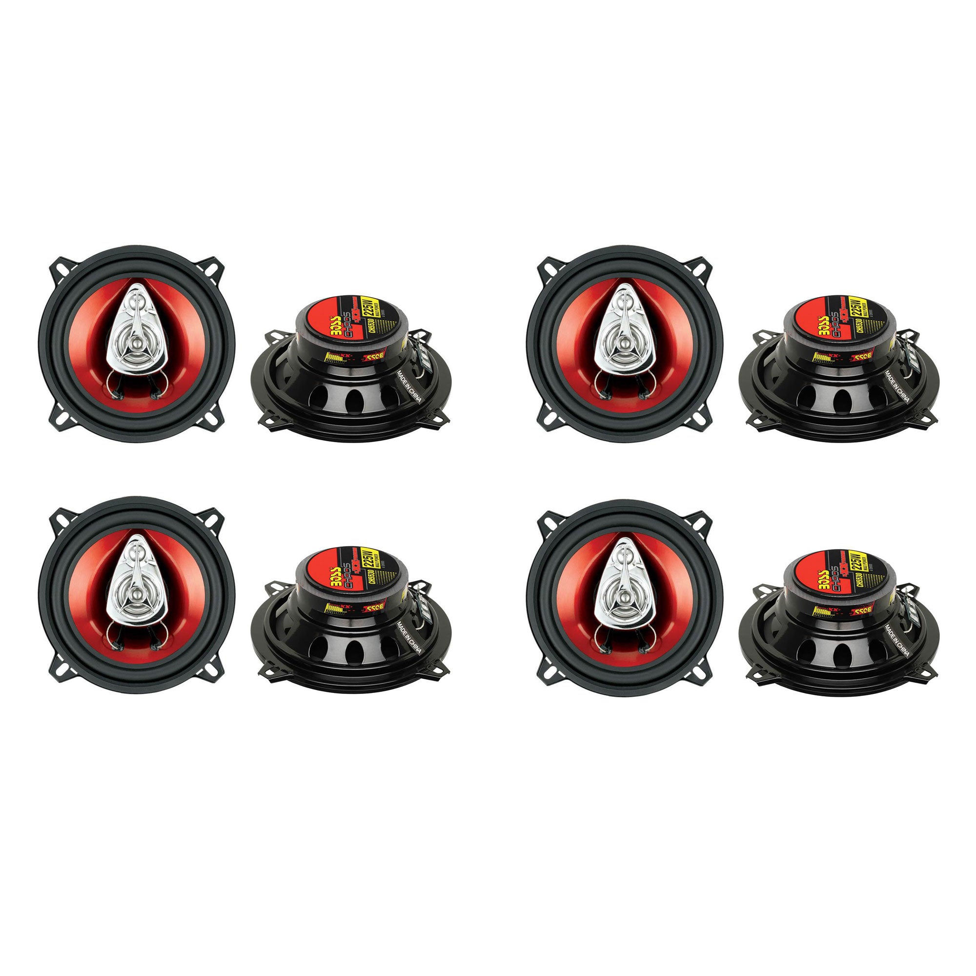 BOSS Audio 5.25" 3-Way 225W Car Audio Coaxial Speakers Stereo Red (4 Pair) - VMInnovations