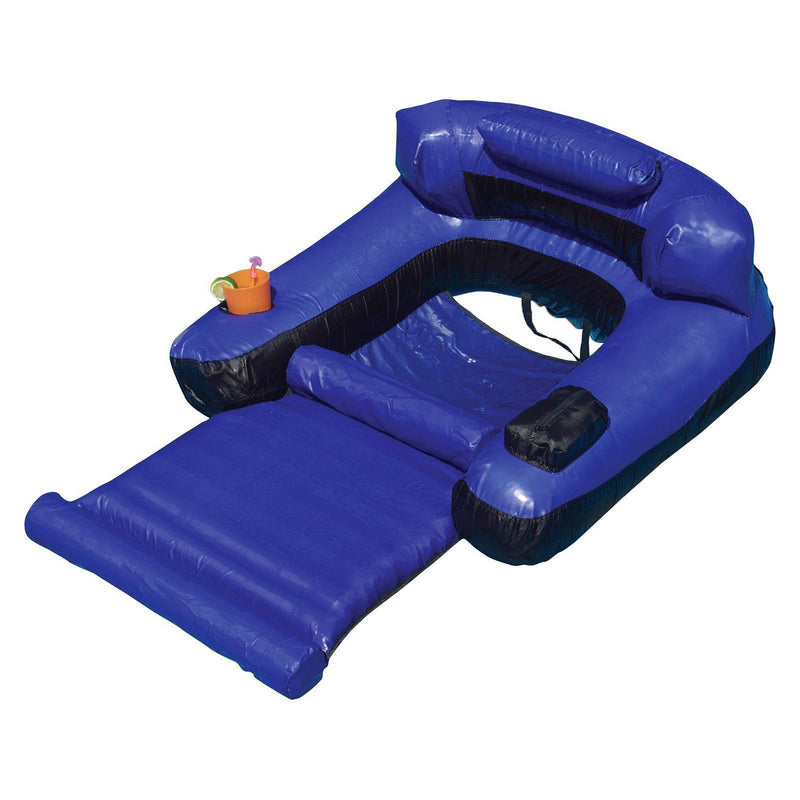 Inflatable Nylon Fabric Pool U-Seat Float Bundled w/ Inflatable Floating Lounger - VMInnovations