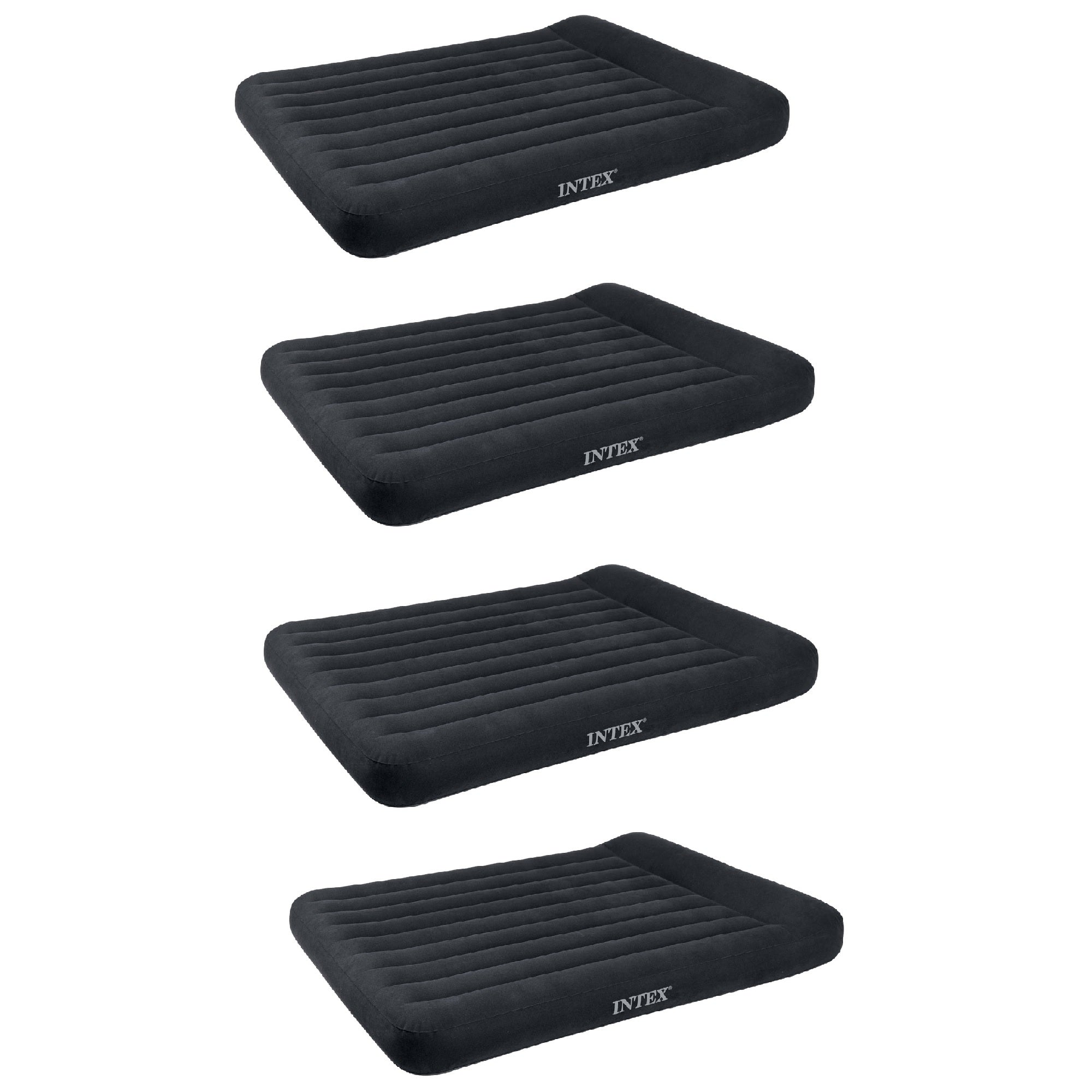 Intex Dura Beam Pillow Rest Classic Airbed with Built-In Pump, Queen (4 Pack)