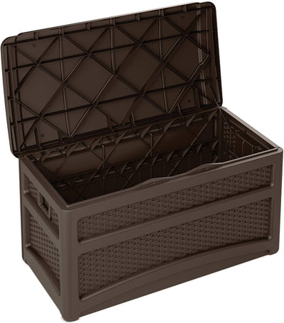 Suncast DBW7500 73 Gallon Outdoor Patio Storage Chest with Handles & Seat, Java (For Parts)
