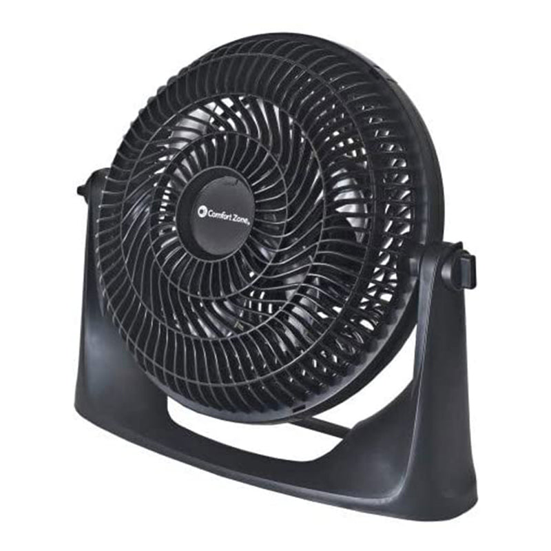 Comfort Zone 9 Inch 3 Speed Turbo Power Air Cooling Floor Fan, Black (Used)