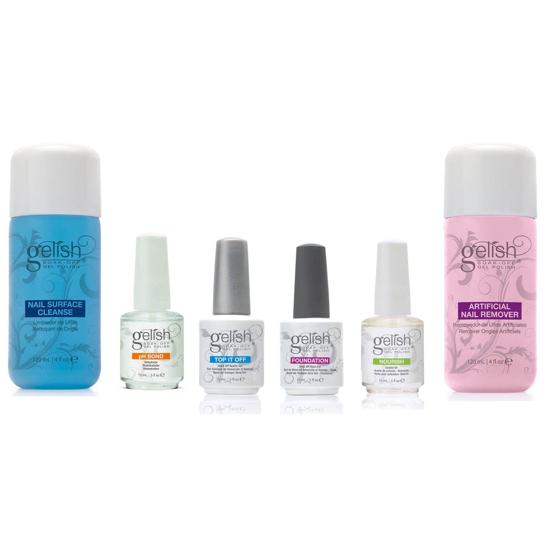 Gelish Full Size Gel Nail Polish Basix Care Kit + Remover & Cleanser (3 Pack) - VMInnovations