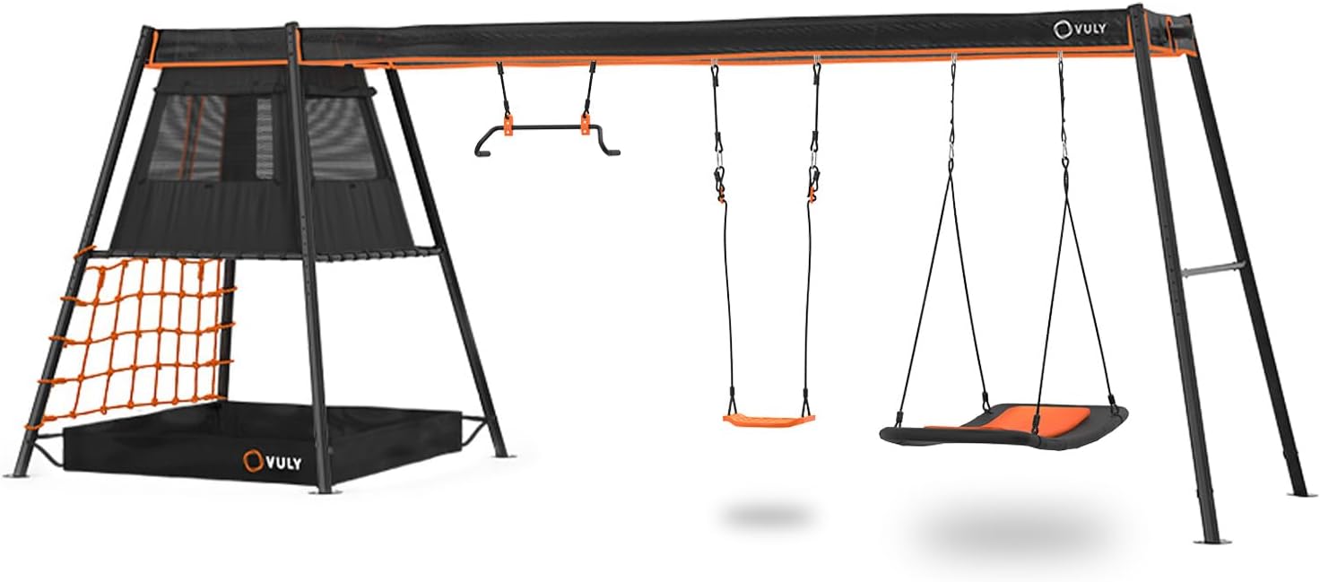 Swing Set Upsize Kit (2 Pack)  + Max Cubby Box A + Max Playset Link + Max Swingset Box A (3 Pack)  + Max Swingset Box B + 2C1 Max Shade Cover + Bed Swing + Seat Swing + Monkey Swing - VMInnovations
