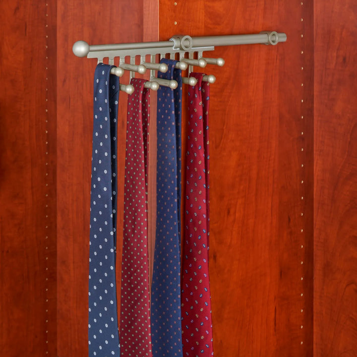 Rev-A-Shelf 14" Pull Out Tie/Scarf Closet Organizer Rack Satin Nickel, CRT-14-SN - VMInnovations