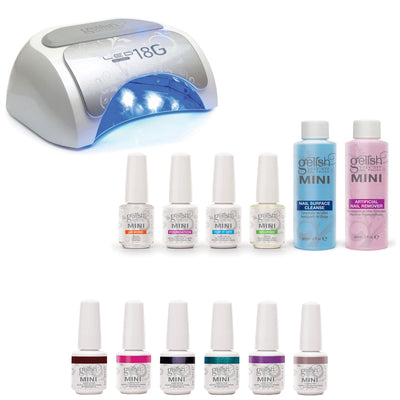 Gelish 18G Gel LED Light + Mini Basix Gel Nail Polish Kit + 6 Pack Gel Polish - VMInnovations