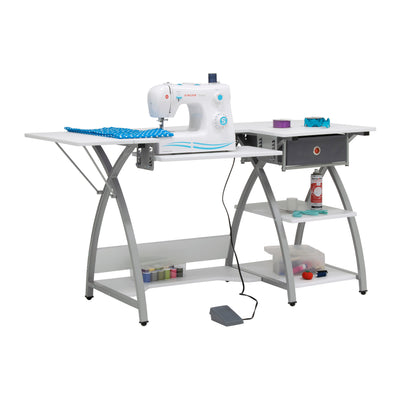 Sew Ready Venus Sewing Machine Craft Table Computer Desk, Silver (Open Box)