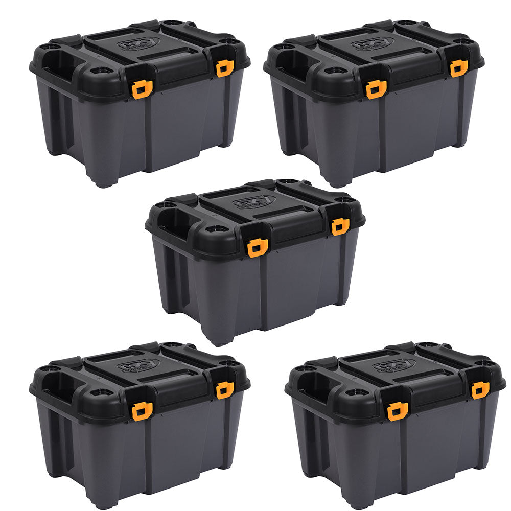 Ezy Storage Bunker 21 Gallon Heavy Duty Garage Storage Container Tub (5 Pack) - VMInnovations