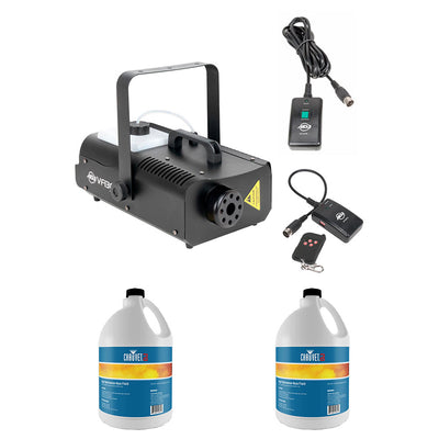 American DJ 1300 Watt 2.3 L Tank Fog Machine w/ Remote & Fog Fluid, 2 Gallons
