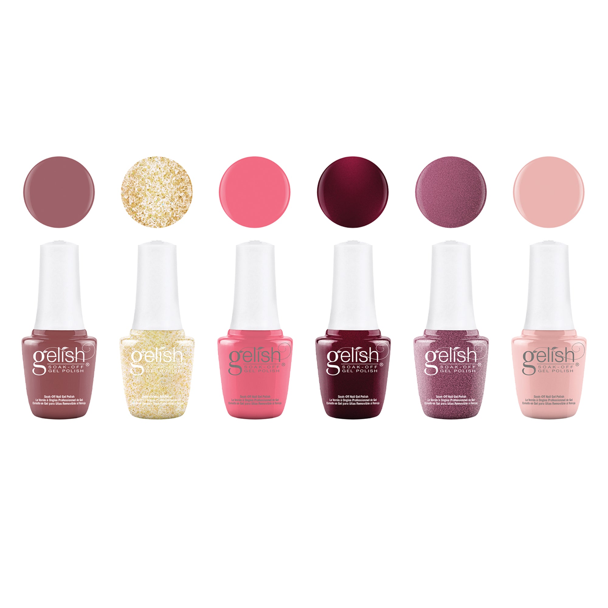 Gelish 110 Tip Kit w/ Mini Cure Light & Soak Off Gel Mini Passion Set, 6 Colors