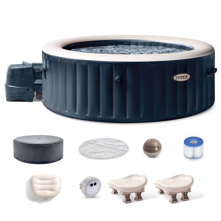 Intex PureSpa Plus Inflatable Bubble Jet Hot Tub & Slip Resistant Seat (2 Pack)