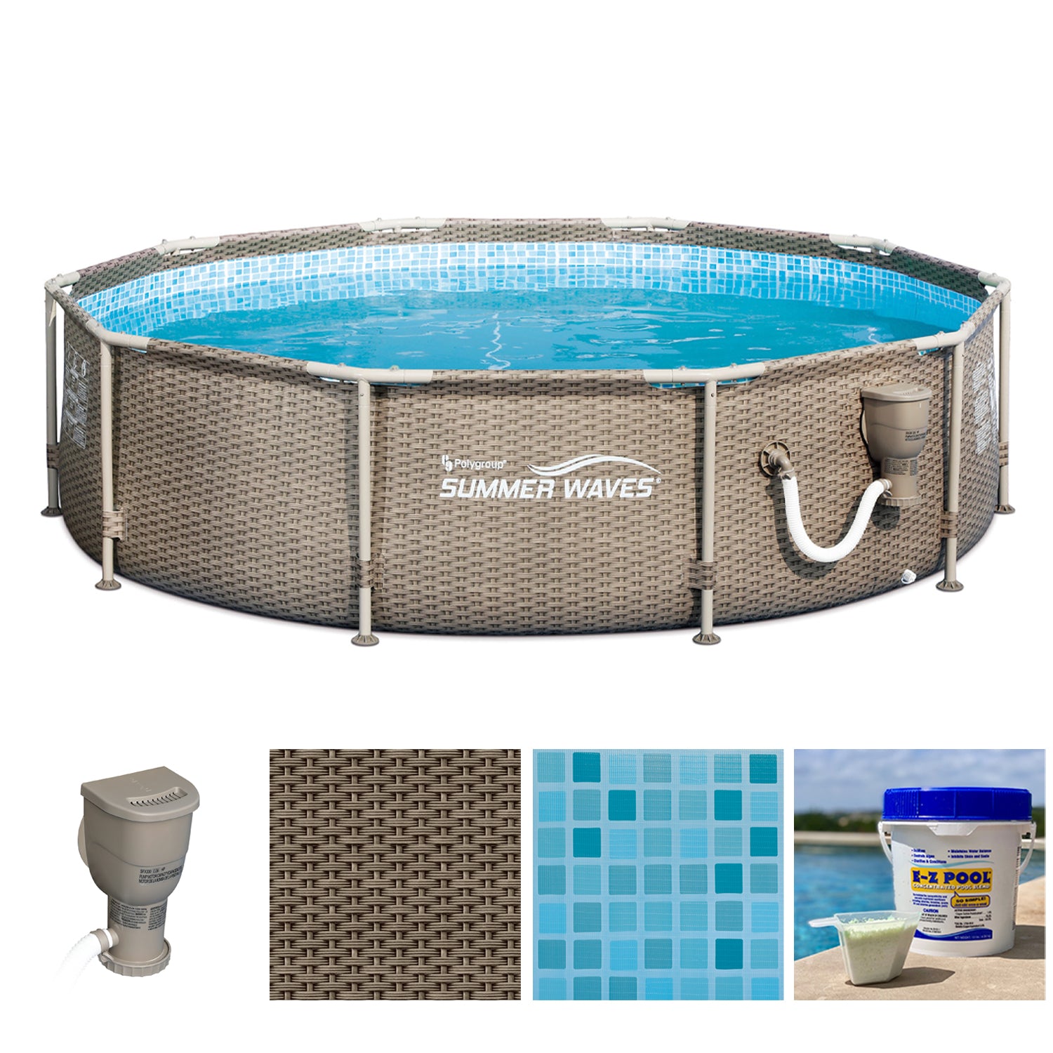 Summer Waves P20010305 10ft x 30in Above Ground Frame Swimming Pool Set, Tan - VMInnovations