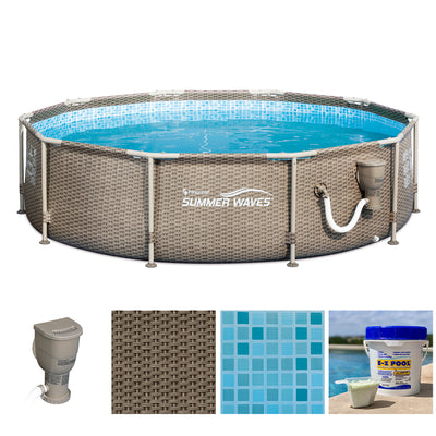 Summer Waves P20010305 10ft x 30in Above Ground Frame Swimming Pool Set, Tan - VMInnovations