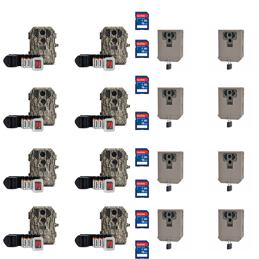 Stealth Cam Game Trail Camera w/ SD Card (8 Pack) & Camera Security Box (8 Pack) - VMInnovations