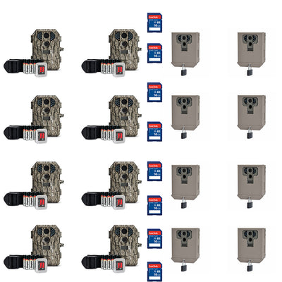 Stealth Cam Game Trail Camera w/ SD Card (8 Pack) & Camera Security Box (8 Pack) - VMInnovations
