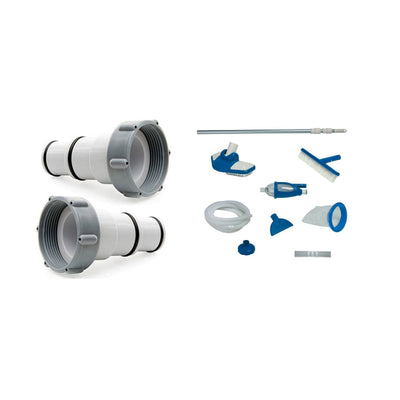 Intex Hose Adapter A w/ Collar for Threaded Pumps (Pair) &  Maintenance Kit