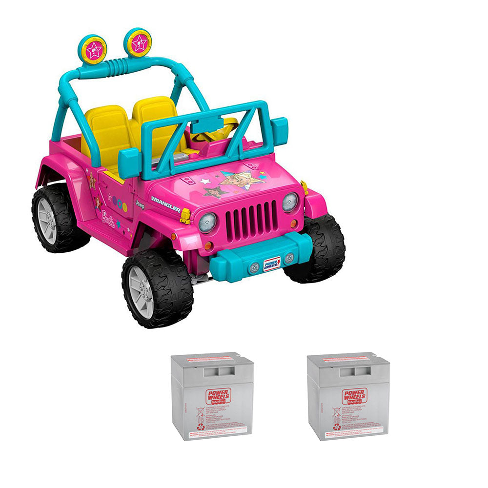 Power Wheels Barbie Jeep Wrangle & (2) 12 Volt Rechargable Replacement Batteries