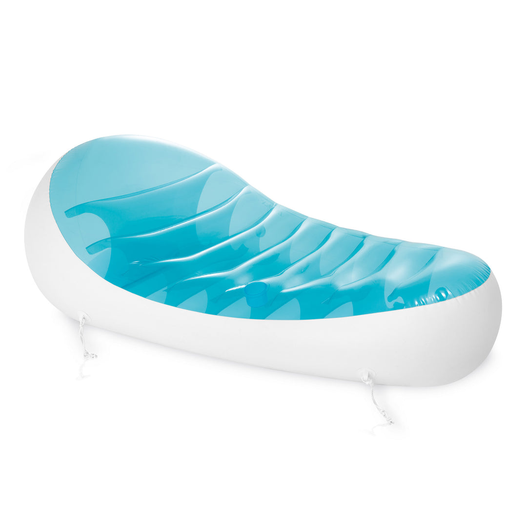 Intex Petal Floating Lounge Chair Pool Float Cupholder, Blue & White (Open Box)