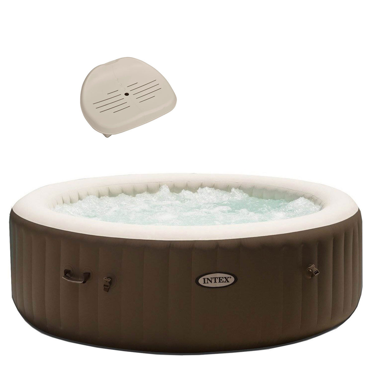 Intex PureSpa 6-Person Portable Inflatable Bubble Jet Hot Tub with Tub Seat