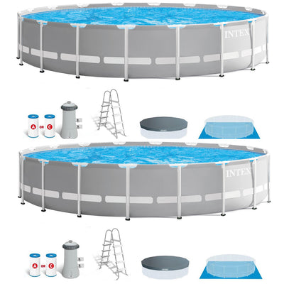 Intex 18ft x 48in Prism Frame Above Ground Swimming Pool Set with Pump (2 Pack)