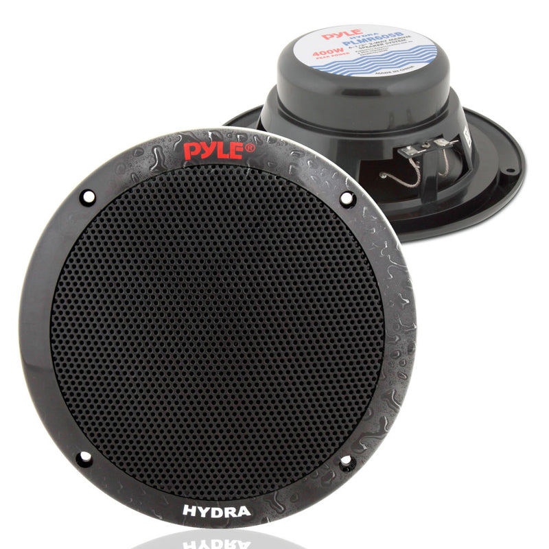 Pyle 6.50 Inch Waterproof 2 Way Full Range Marine Speaker System, Black (8 Pack)