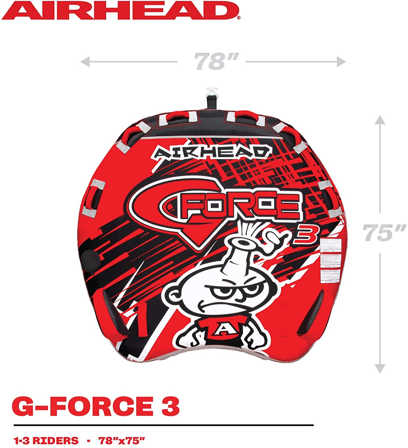 AIRHEAD AHGF-3 G-Force 3 Triple Rider Inflatable Towable Lake Tube (Open Box) - VMInnovations