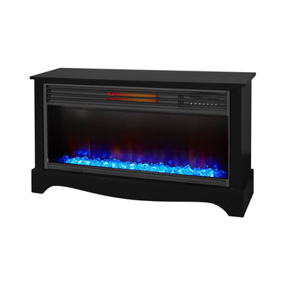 LifeSmart Electric Infrared Quartz Standing Fireplace Heater, Black (Open Box)