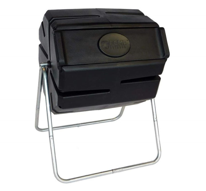 FCMP Outdoor 37 Gallon Single Chamber Roto Tumbling Garden Composting Bin, Black