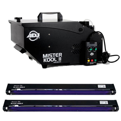American DJ Mister Kool II Fog Machine w/ 48 Inch Black Pro Black Light(2 Pack) - VMInnovations