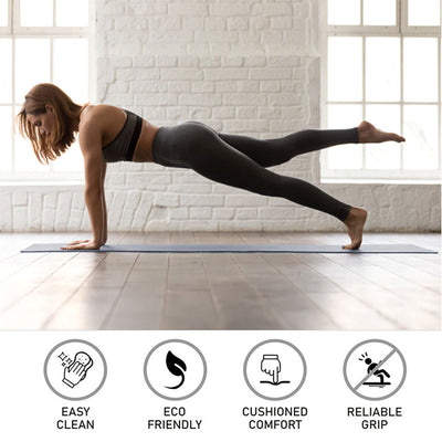 HolaHatha 72 x 24" High Density 0.5" Thick Non Slip Home Workout Yoga Mat, Black - VMInnovations