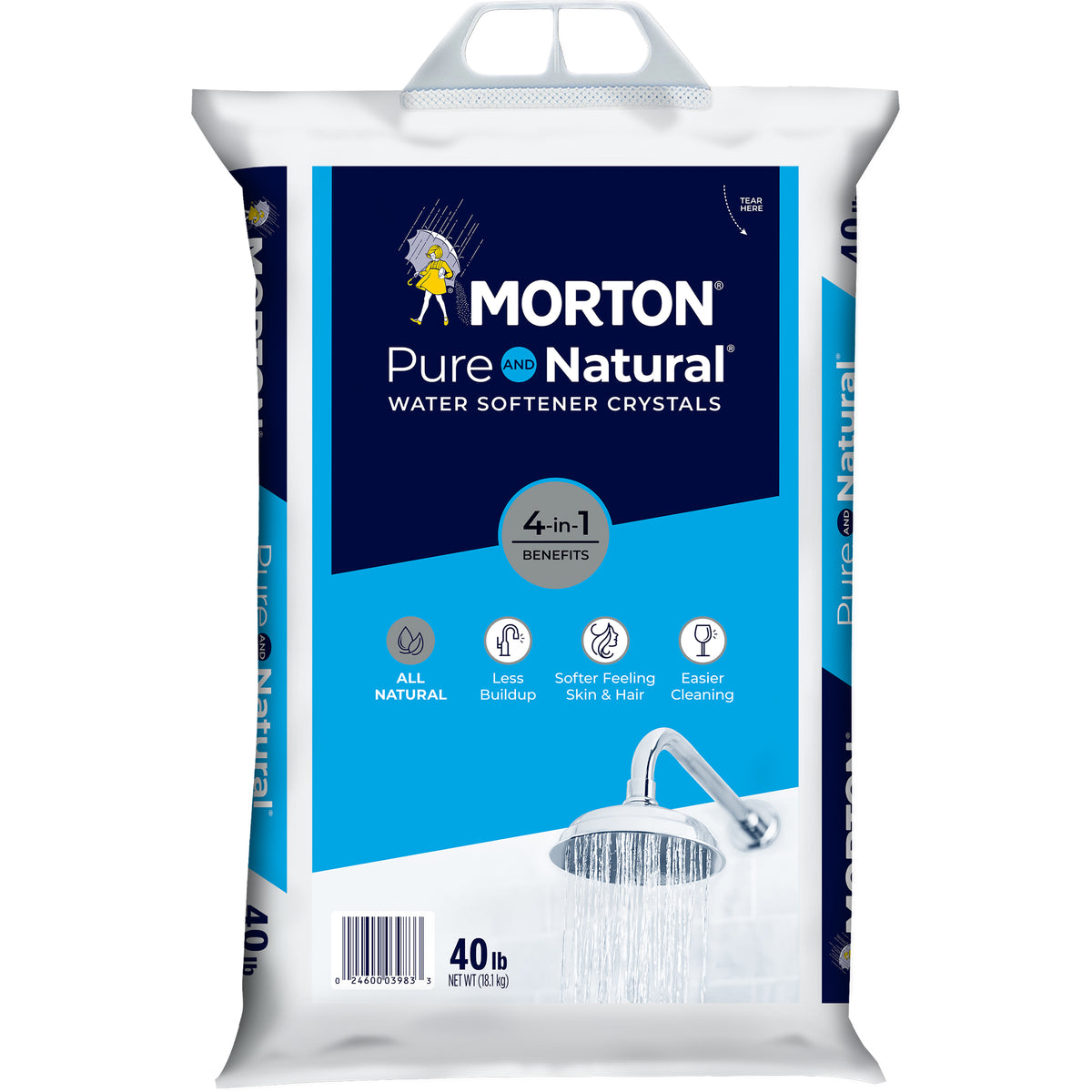 Morton Salt Pure and Natural Sodium Chloride Water Softener Crystals, 40 Pounds