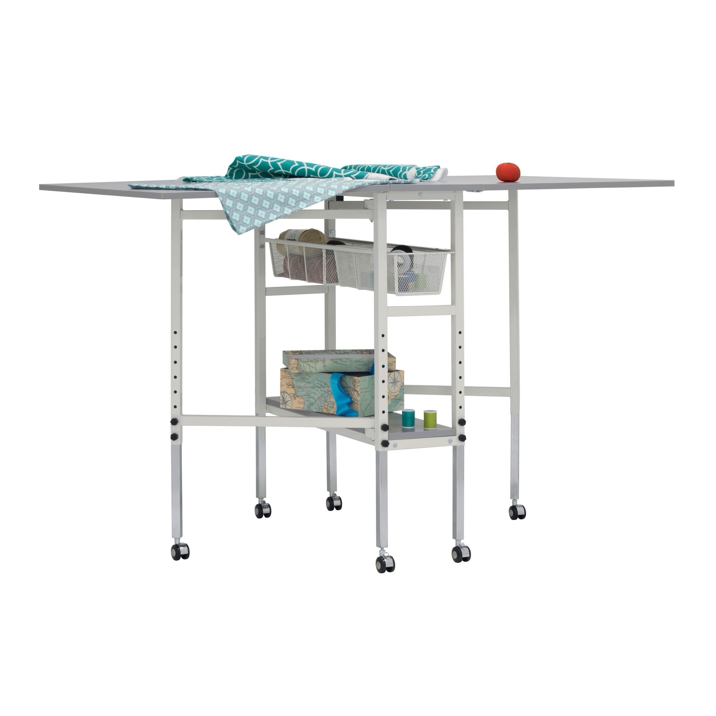 Spree 60" x 36" Adjustable Folding Craft Table with Metal Drawers (Used)