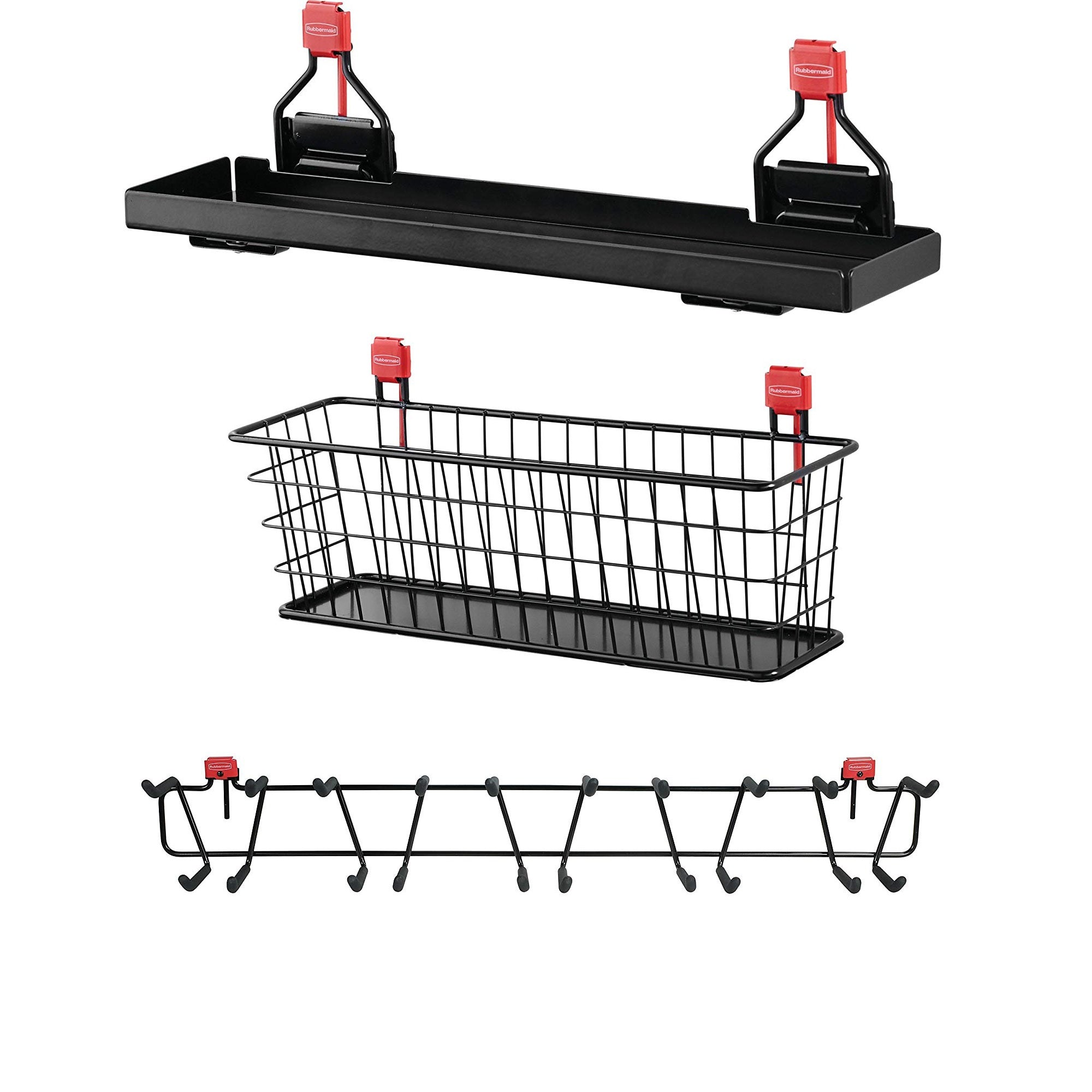 Rubbermaid Shed Shelf, Wire Basket Accessory & 50 Lbs Capacity 34" Tool Rack