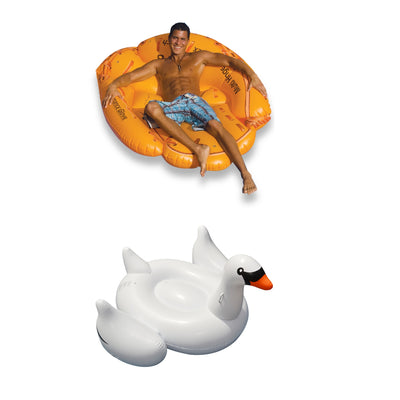 Swimline Baseball Glove Swimming Pool Float & Giant Swan Swimming Pool Float - VMInnovations