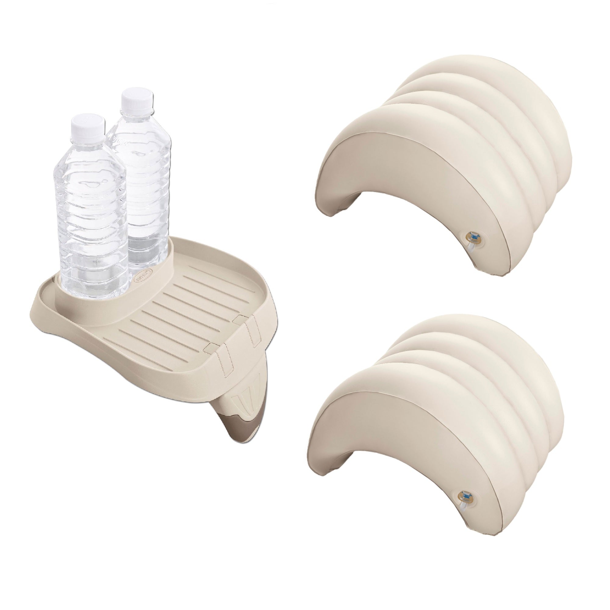 Intex Attachable Cup Holder & Refreshment Tray & Inflatable Headrest (2 Pack)