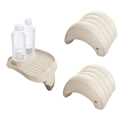 Intex Attachable Cup Holder & Refreshment Tray & Inflatable Headrest (2 Pack)