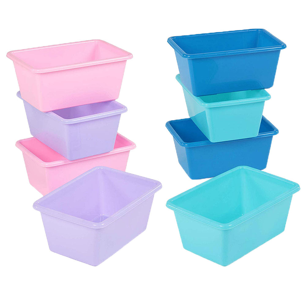 Tot Tutors  Plastic Storage Container Bins, Pink/Purple & Blue/Teal  (Set of 8)