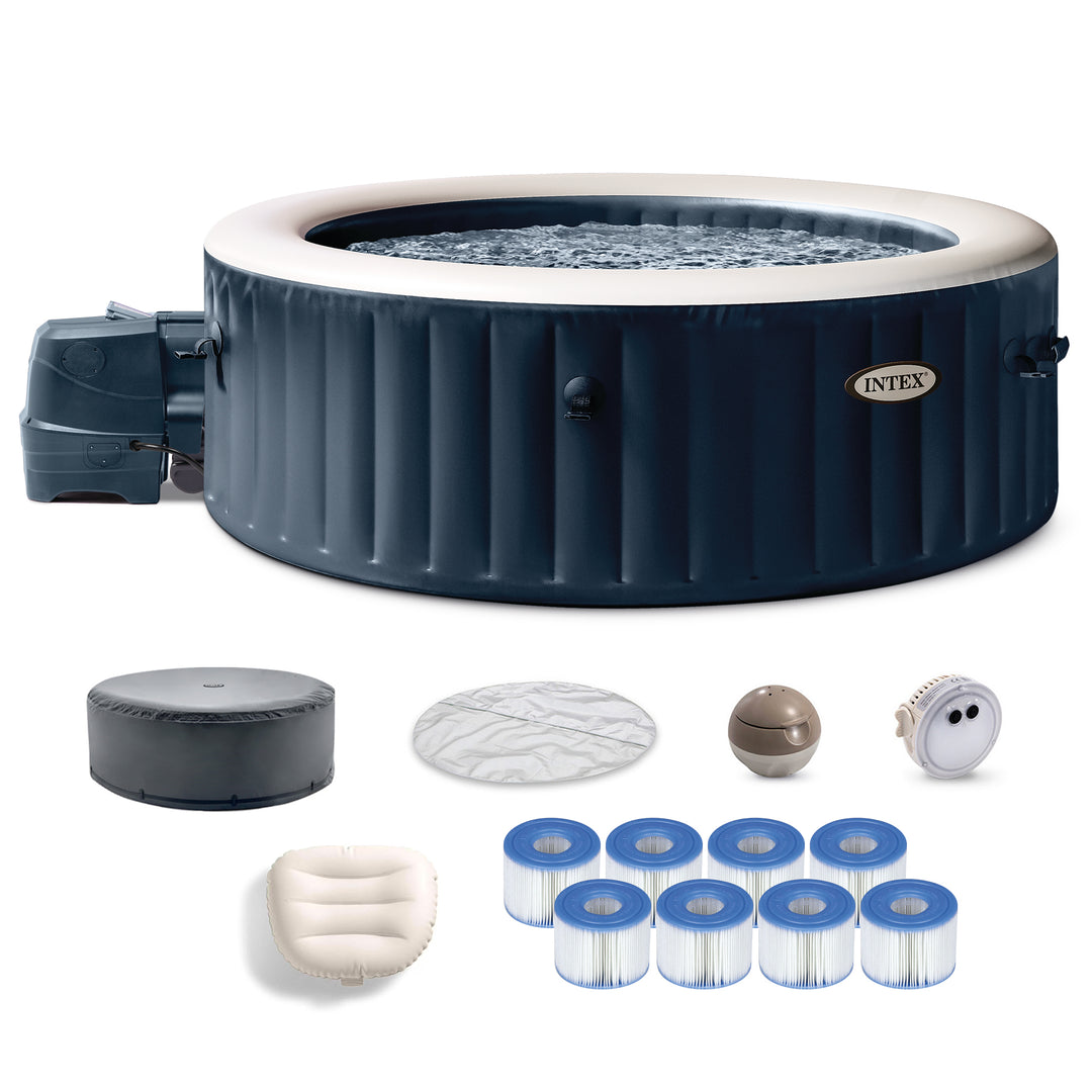 INTEX PureSpa Plus Inflatable Bubble Jet Hot Tub & Replacement Filters (8 Pack) - VMInnovations
