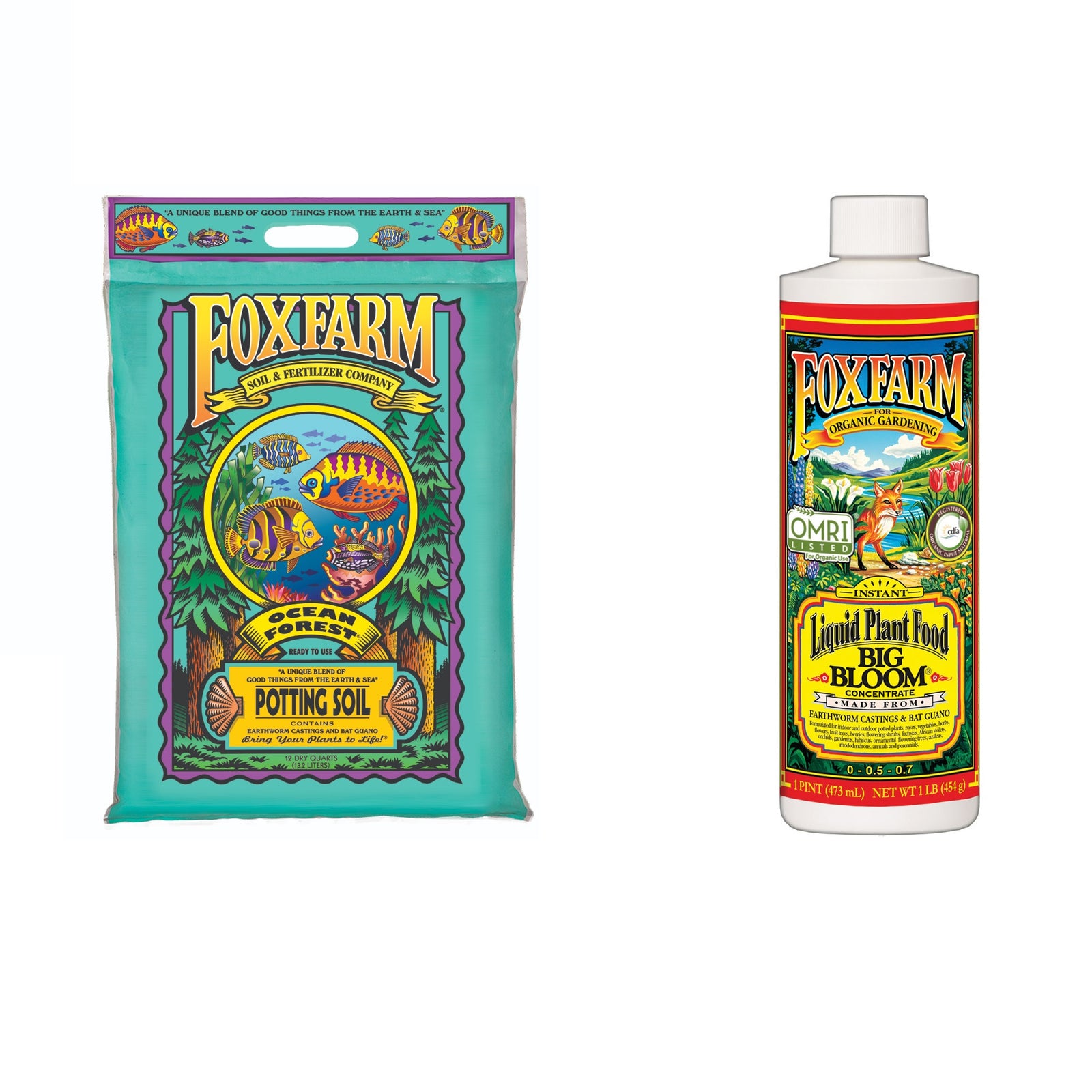 Foxfarm Organic Garden Potting Soil 12 Quarts & Liquid Organic Plant Food - VMInnovations