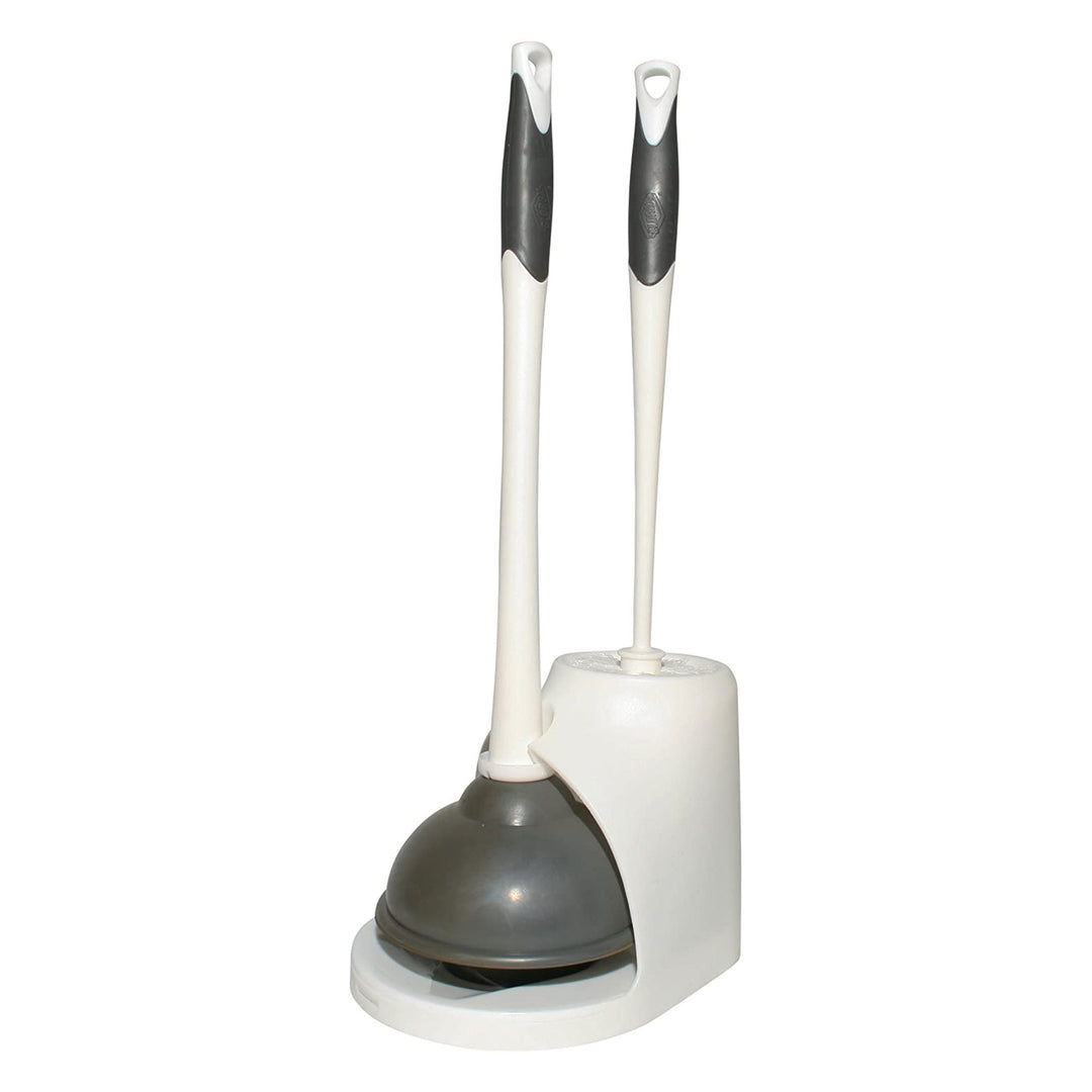 Clorox Toilet Plunger and Brush Bowl Set for Cleaning Bathroom, White (Open Box) - VMInnovations