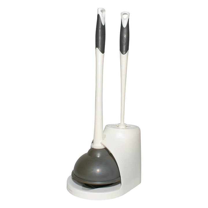 Clorox Toilet Plunger and Brush Bowl Set for Cleaning Bathroom, White (Open Box) - VMInnovations