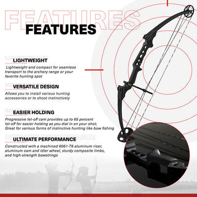 Genesis Gen-X Compound Bow for Archery & Hunting, Left Handed, Black (Open Box)