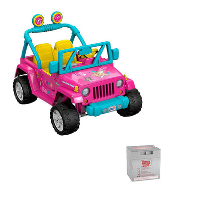 Power Wheels Barbie Jeep Wrangle & 12 Volt Rechargable Replacement Battery - VMInnovations